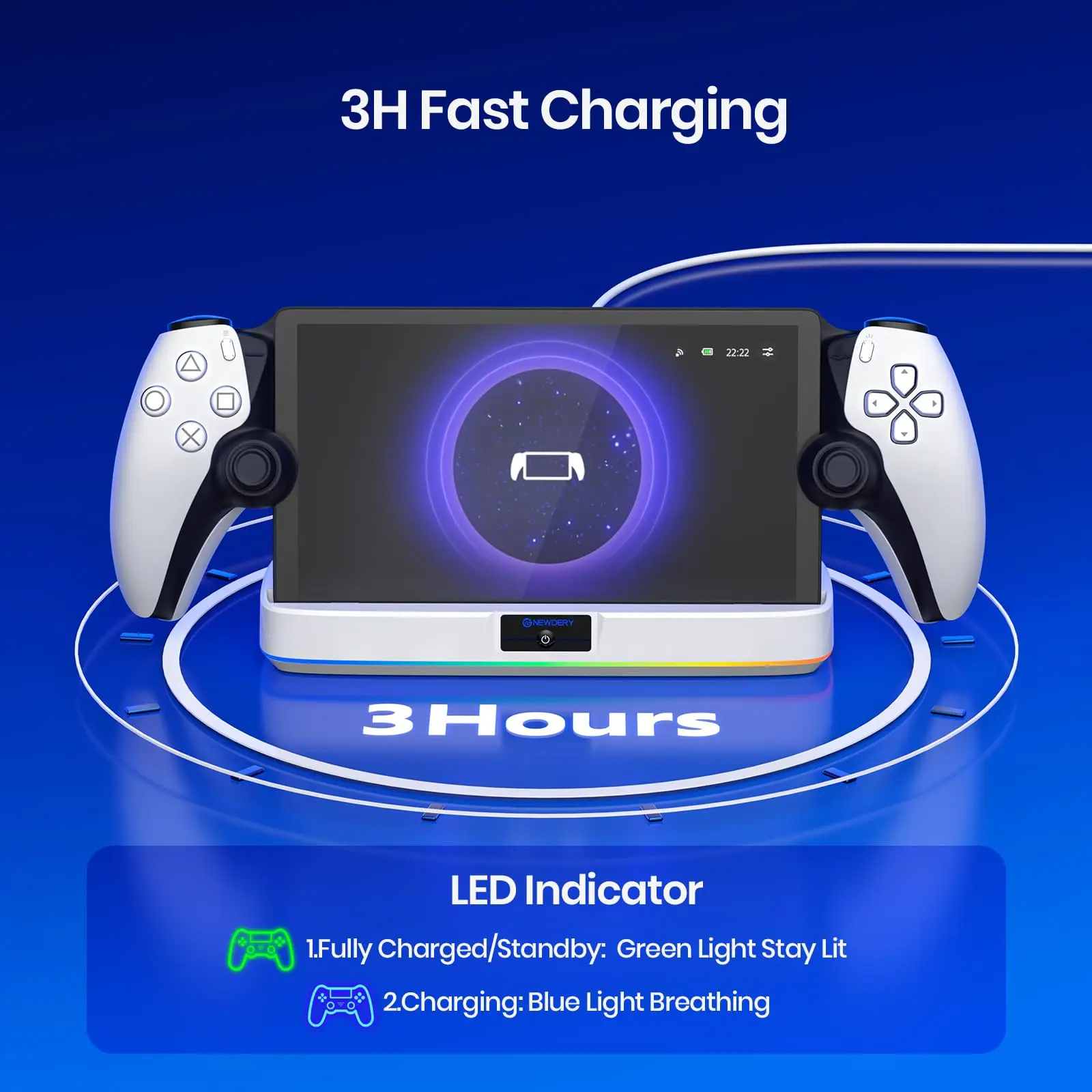 NEWDERY PS Portal Charging Dock with RGB Light - Image 2