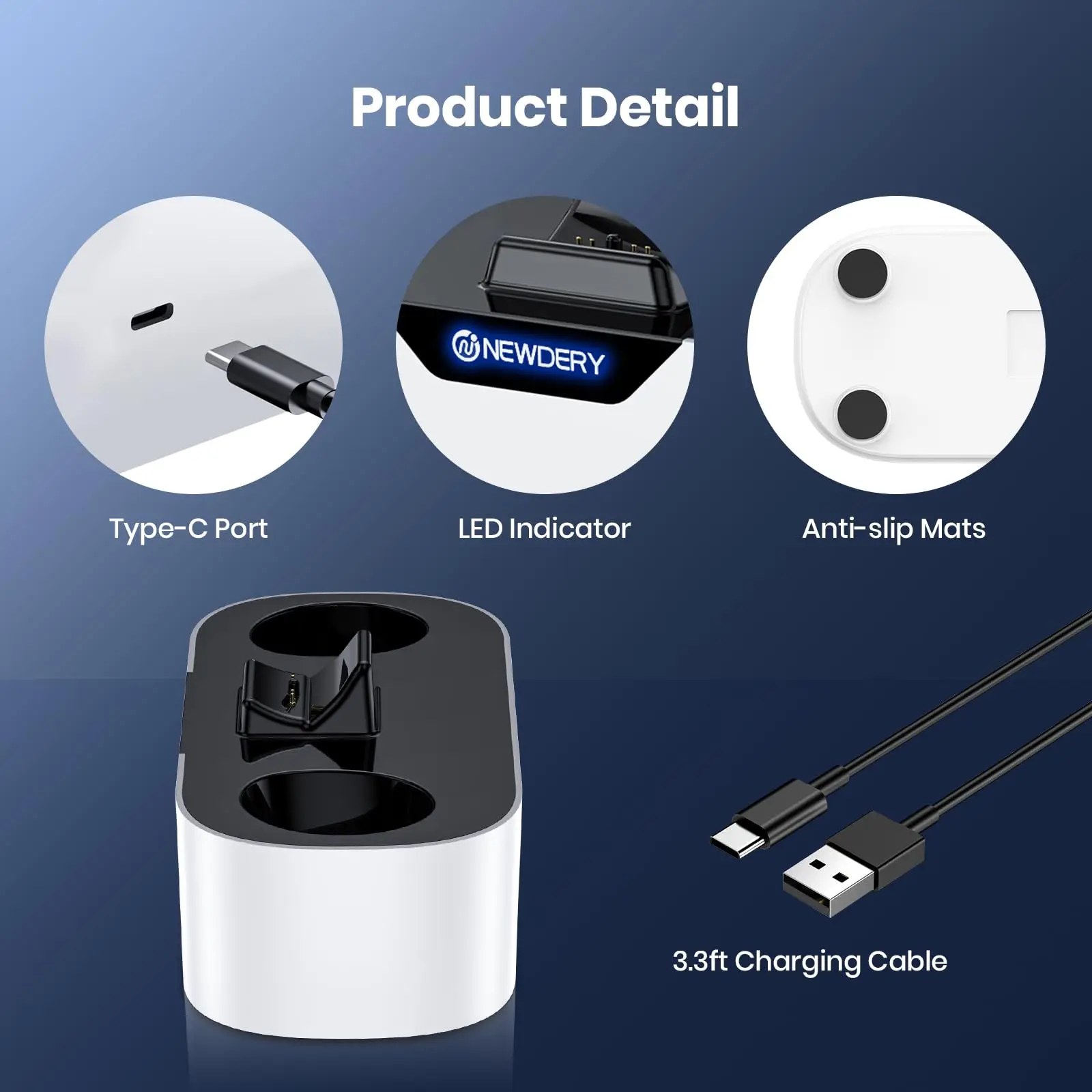 NEWDERY PS5 DualSense Controller Charging Dock - Image 6