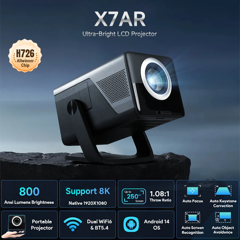 X7 AI Smart Projector, Android 14, 1080P, 1000 ANSI - Image 1