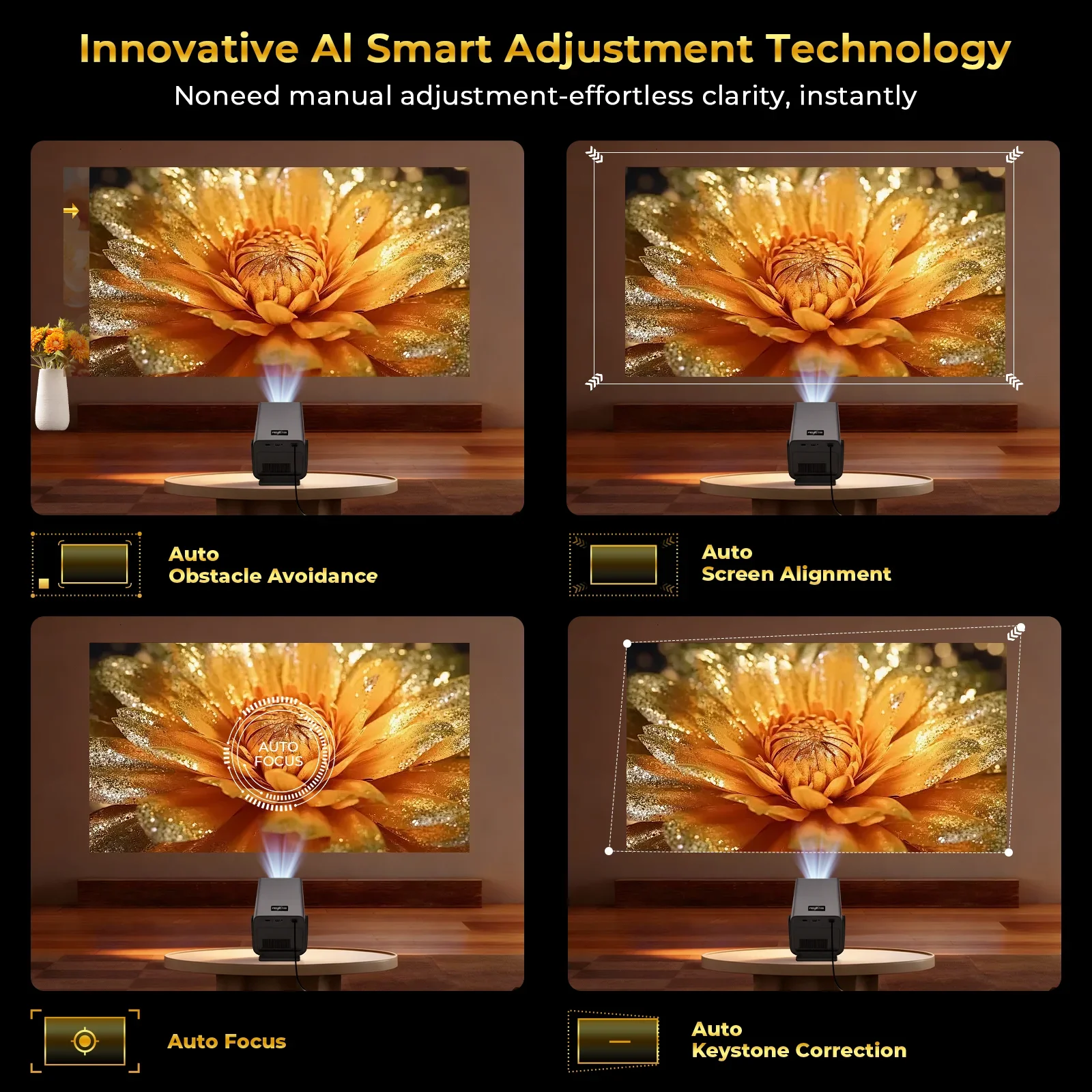 X7 AI Smart Projector, Android 14, 1080P, 1000 ANSI - Image 4