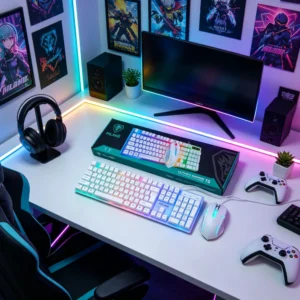 RGB Backlit Gaming Keyboard and Mouse Set, 104-Key Wired Combo - Thumbnail Image 3