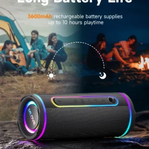 MLOVE E80 Portable Bluetooth Speaker with RGB Lighting - Thumbnail Image 2