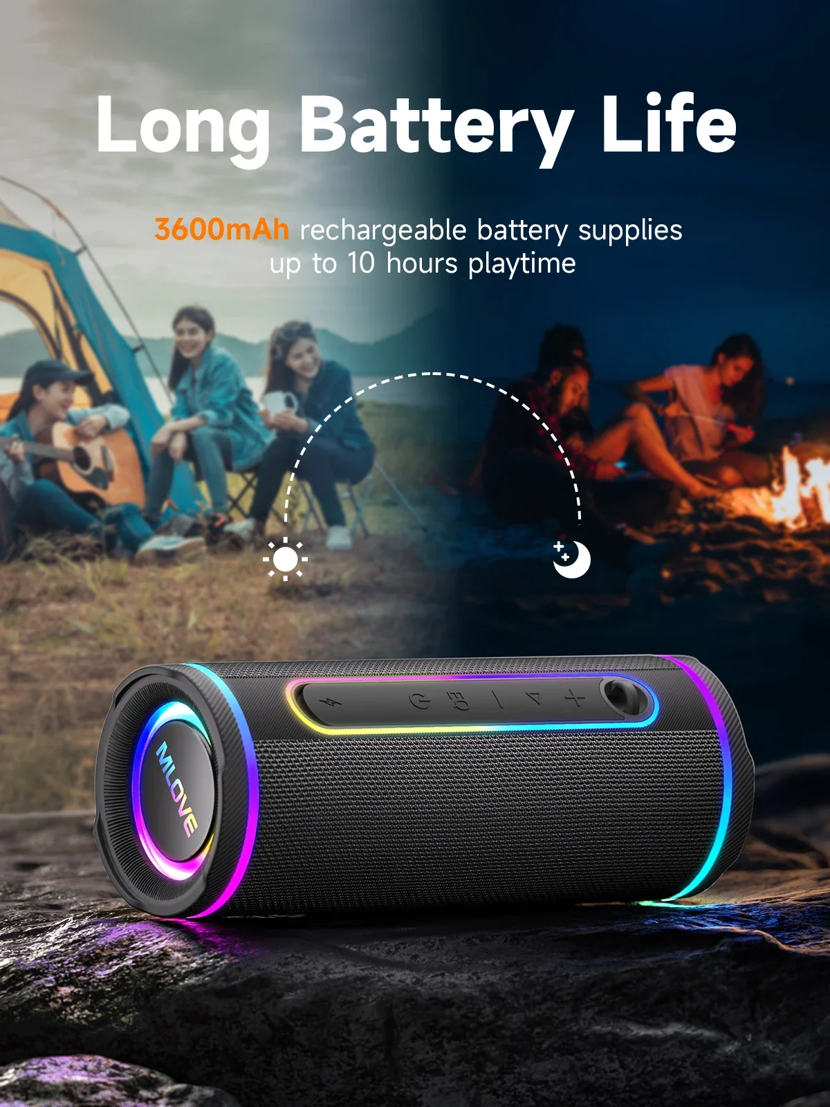 MLOVE E80 Portable Bluetooth Speaker with RGB Lighting - Image 2