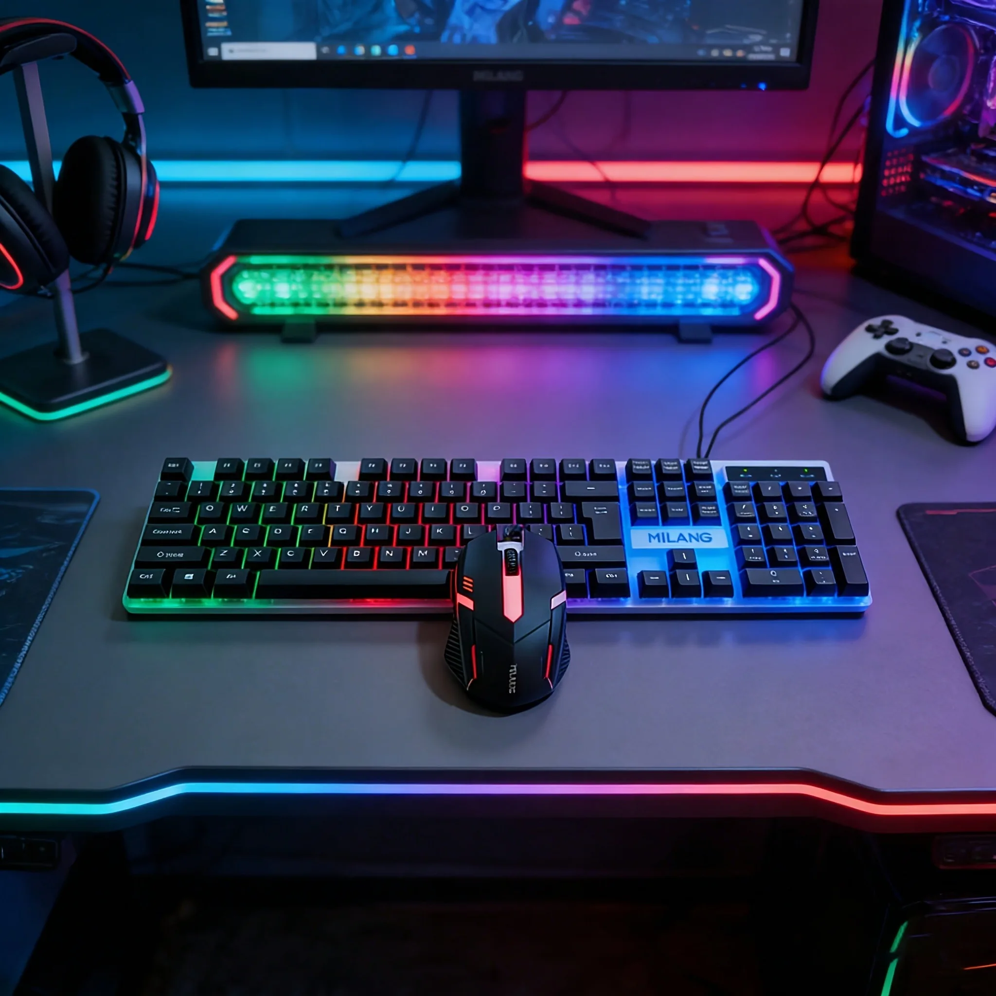 RGB Backlit Gaming Keyboard and Mouse Set, 104-Key Wired Combo - Image 1