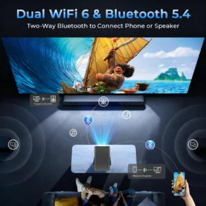 Lyncast X7 1080P Projector, 2000 ANSI, Android 14, Auto Focus - Thumbnail Image 6