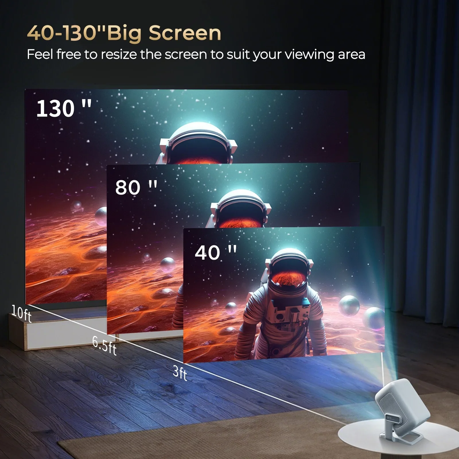 LynCast 4K X3AQ Projector, 1080P, 500 ANSI, Auto Focus - Image 5