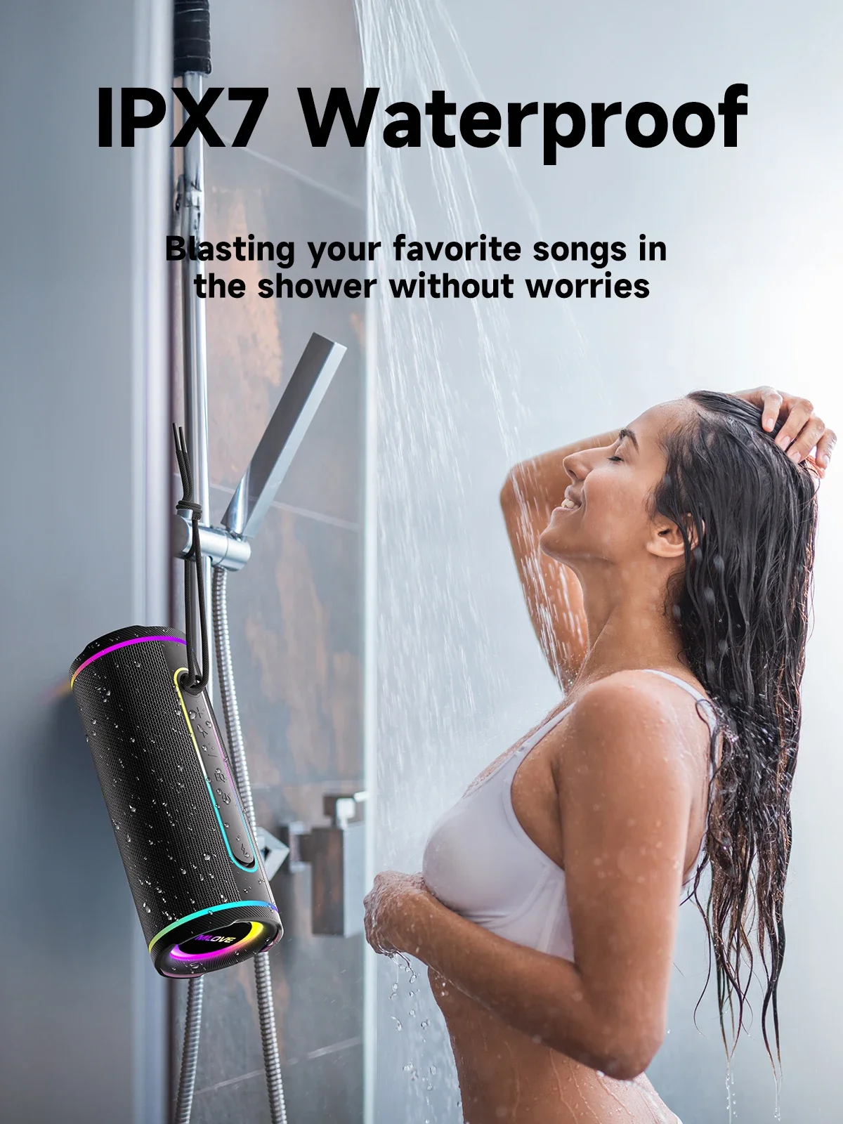 MLOVE E80 Portable Bluetooth Speaker with RGB Lighting - Image 4